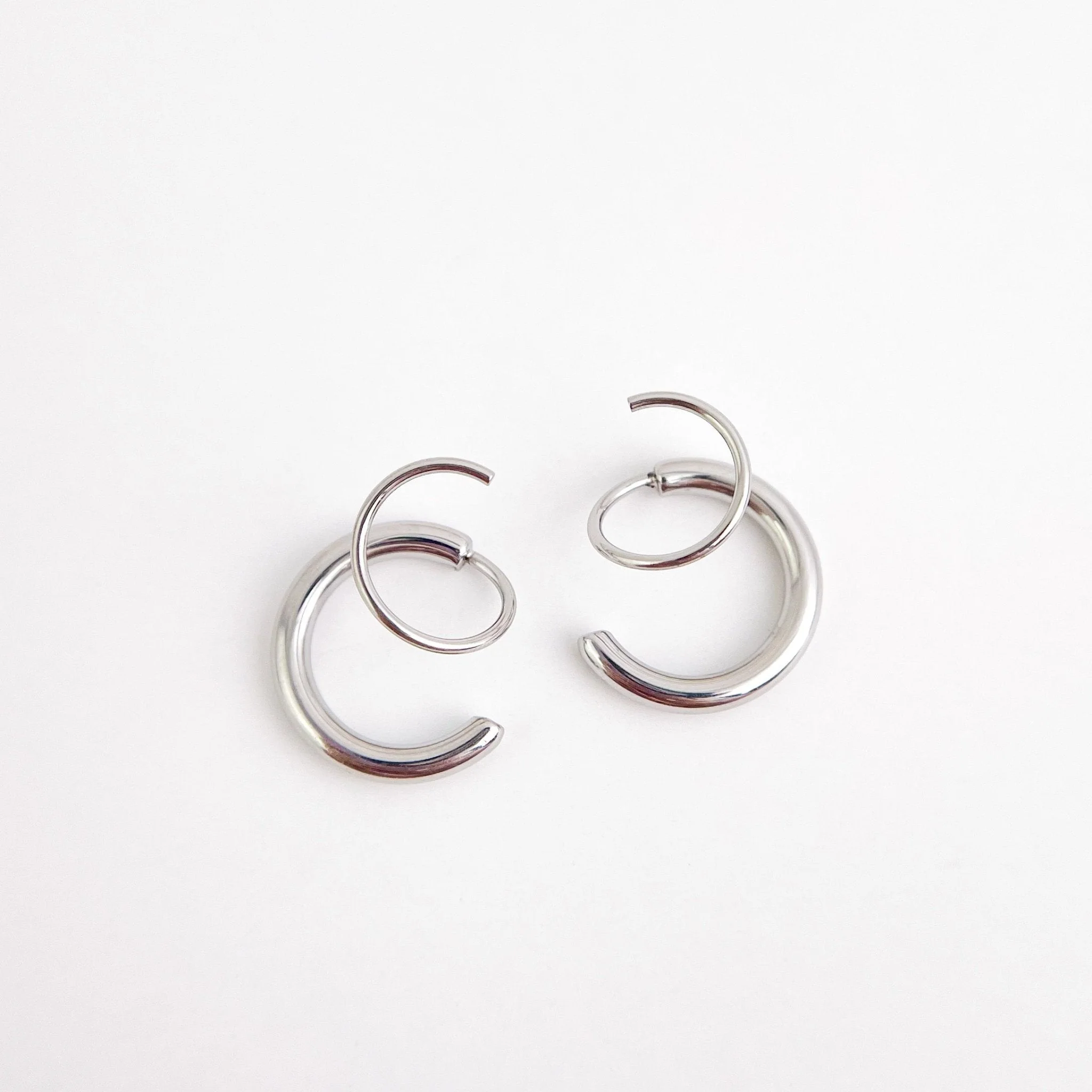 Aria Faux Double Hoop Earrings - Image 7