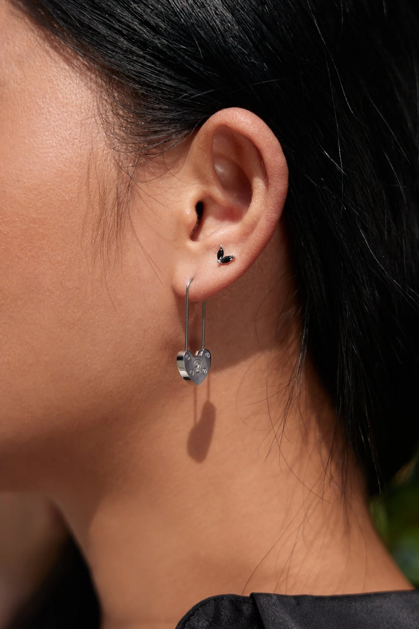 Black Sprout Sterling Studs in Silver - Image 4