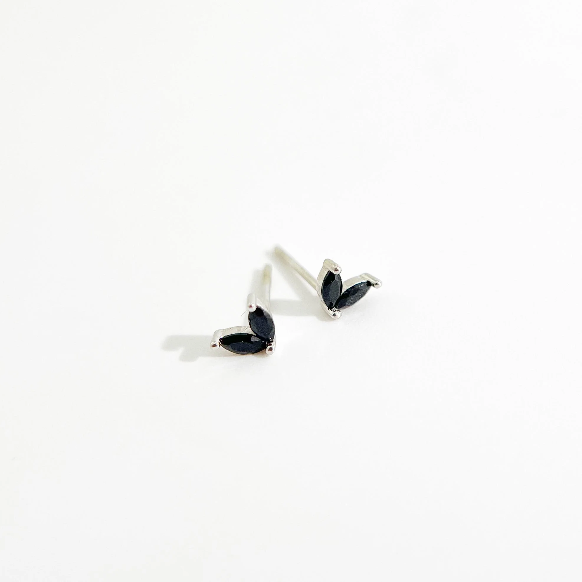 Black Sprout Sterling Studs in Silver - Image 5