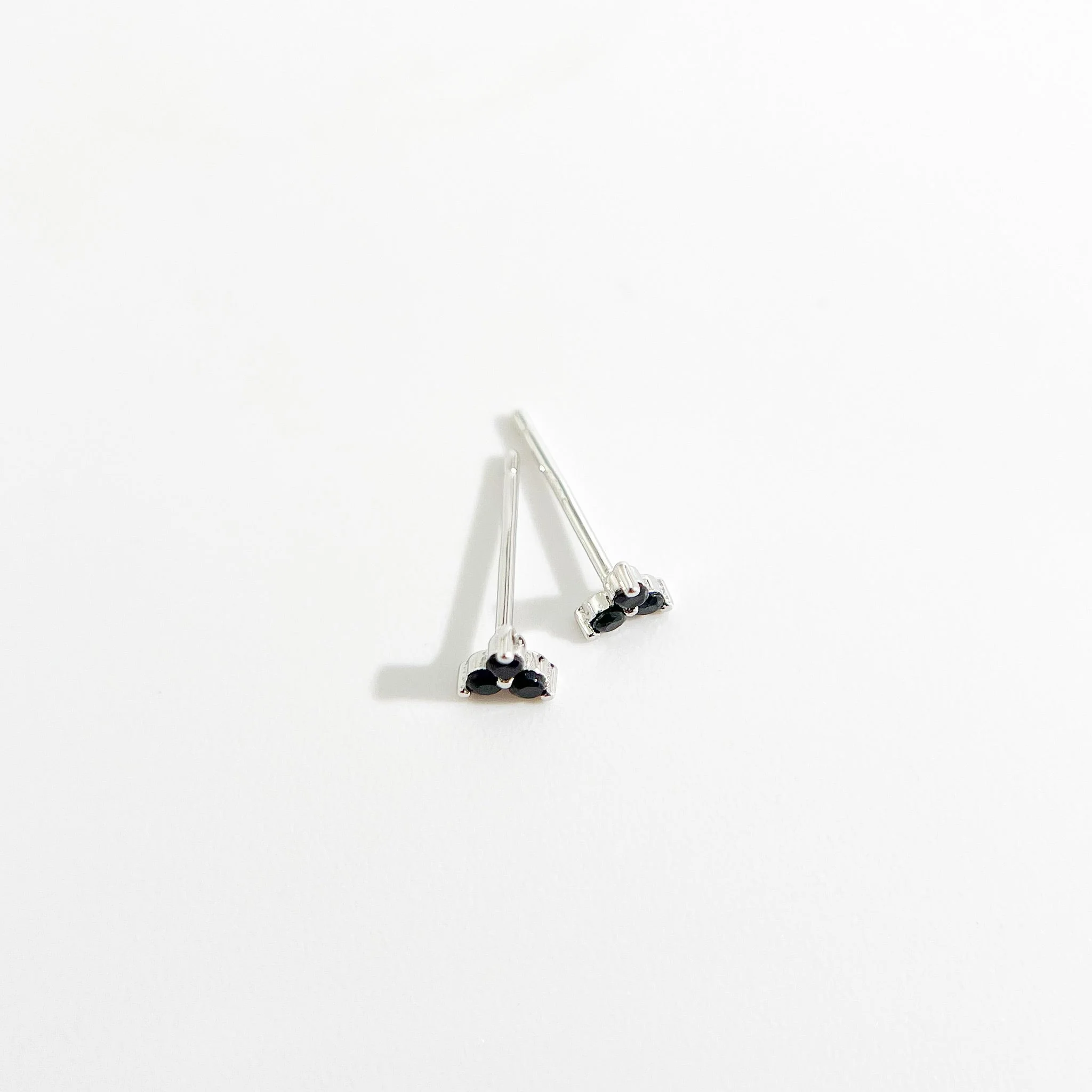 Black Twinkle Sterling Studs in Silver - Image 3