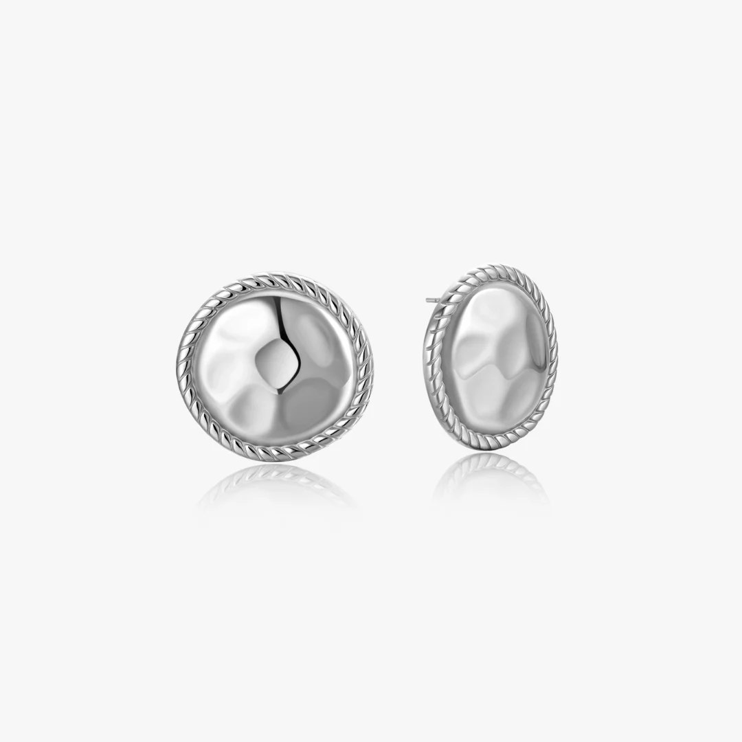 Cleo Textured Bold Disk Earrings - Image 5