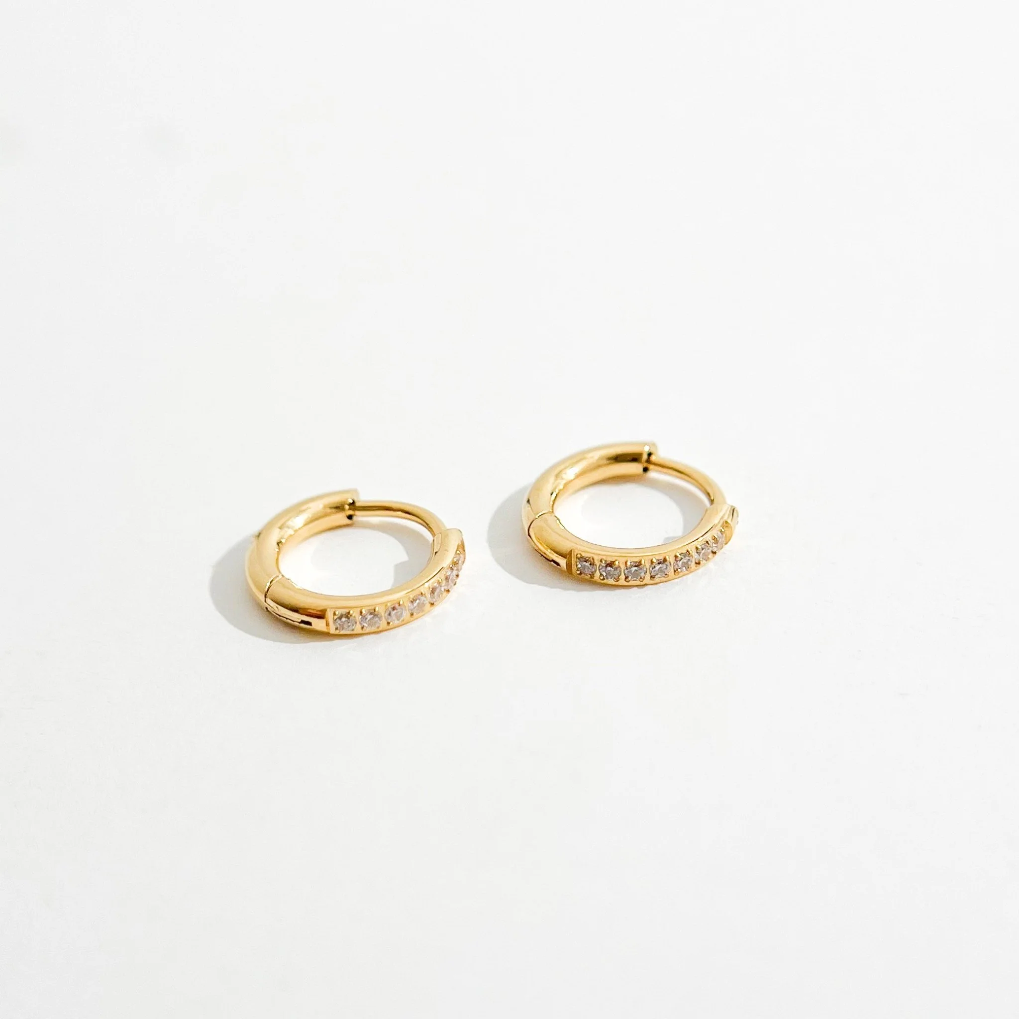 Crystal Huggie Gold Hoops - Image 3