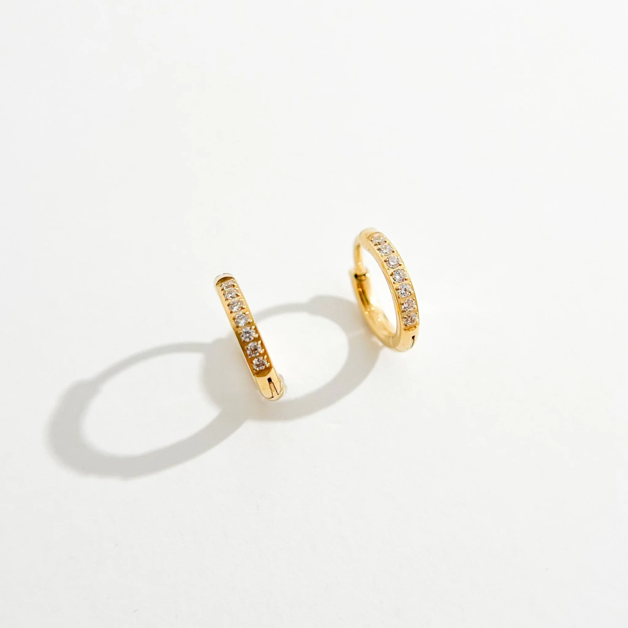 Crystal Huggie Gold Hoops - Image 4
