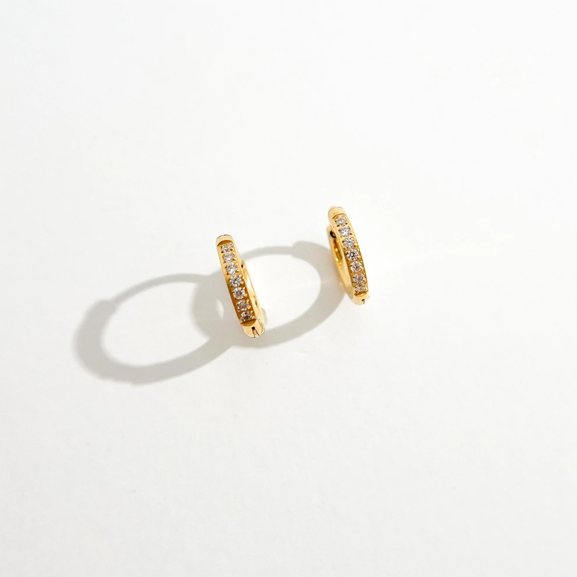 Crystal Huggie Gold Hoops - Image 5