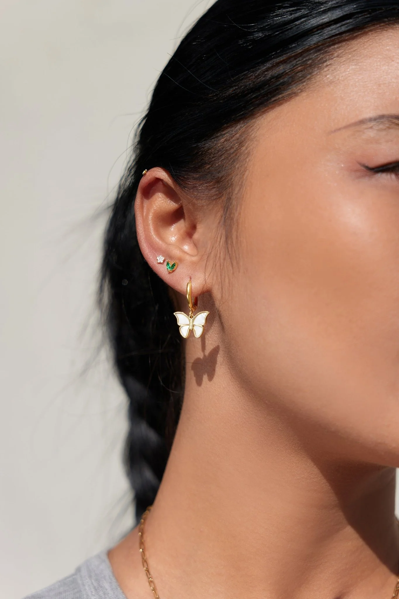 Crystal Moon + Star Sterling Studs in Gold - Image 3