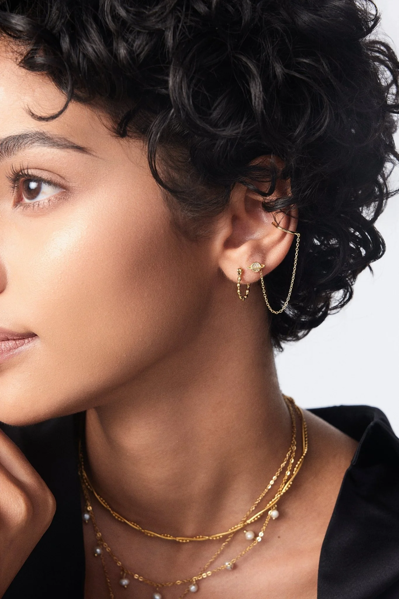 Crystal Saturn Studs in Gold - Image 2