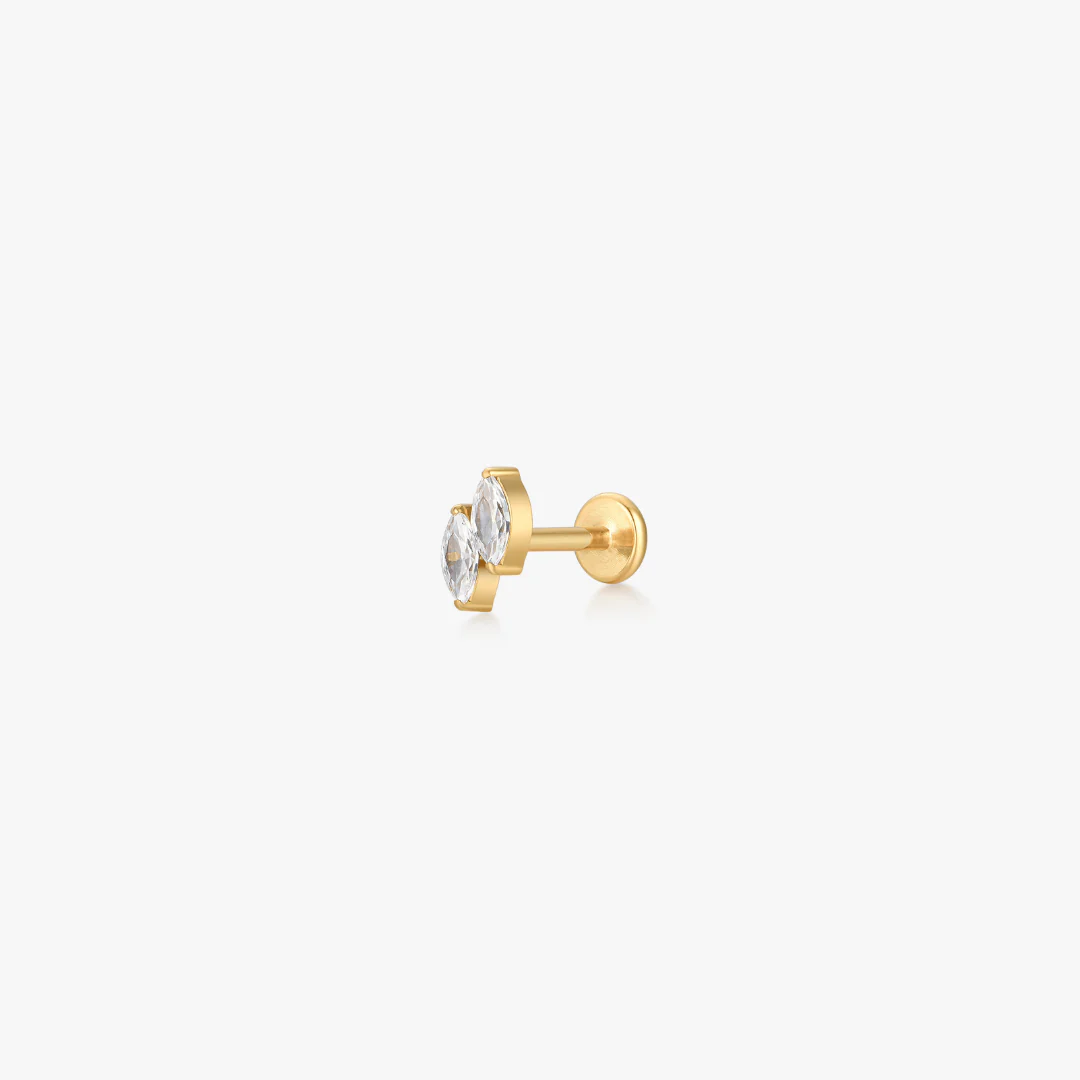 Duo Gem Titanium Flat Back Stud (Single) - Image 3