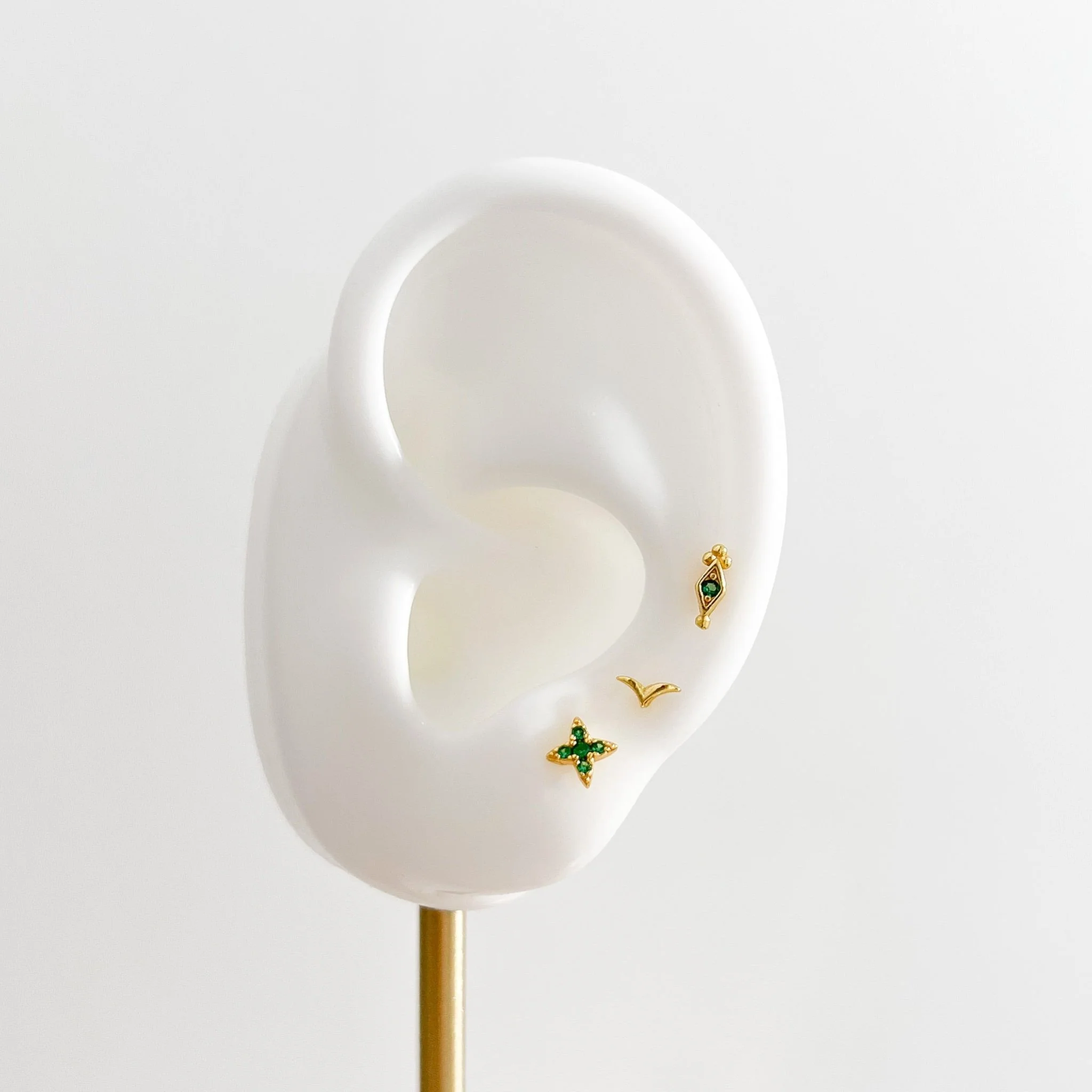 Green Gem Estrella Studs in Gold - Image 3