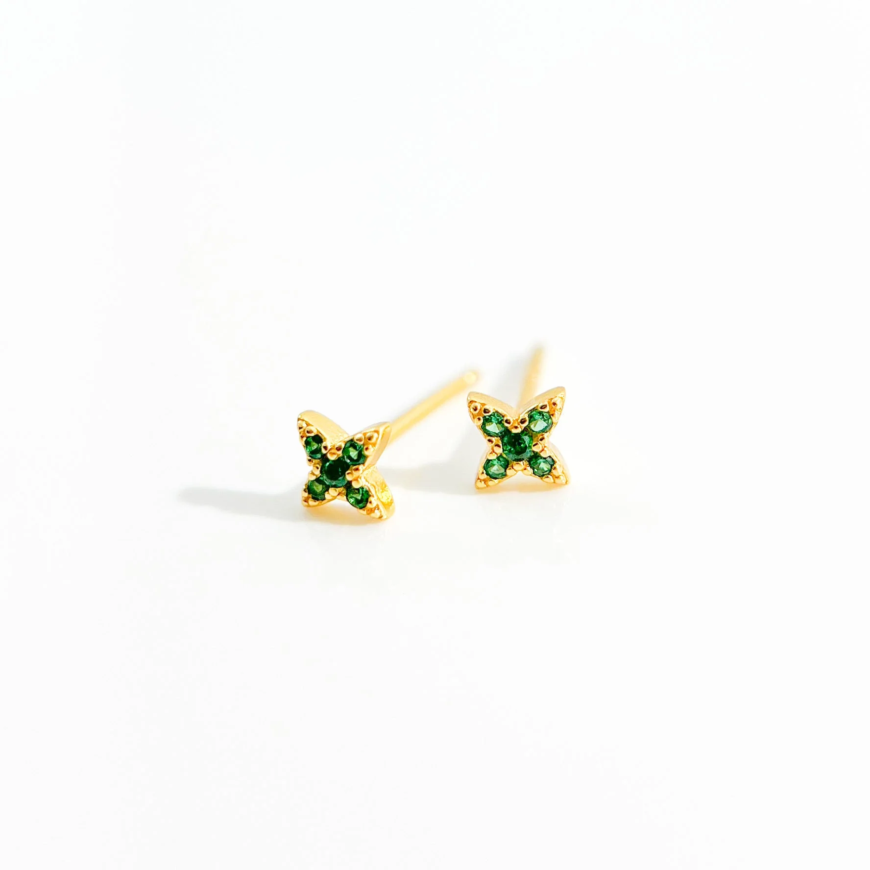 Green Gem Estrella Studs in Gold - Image 5