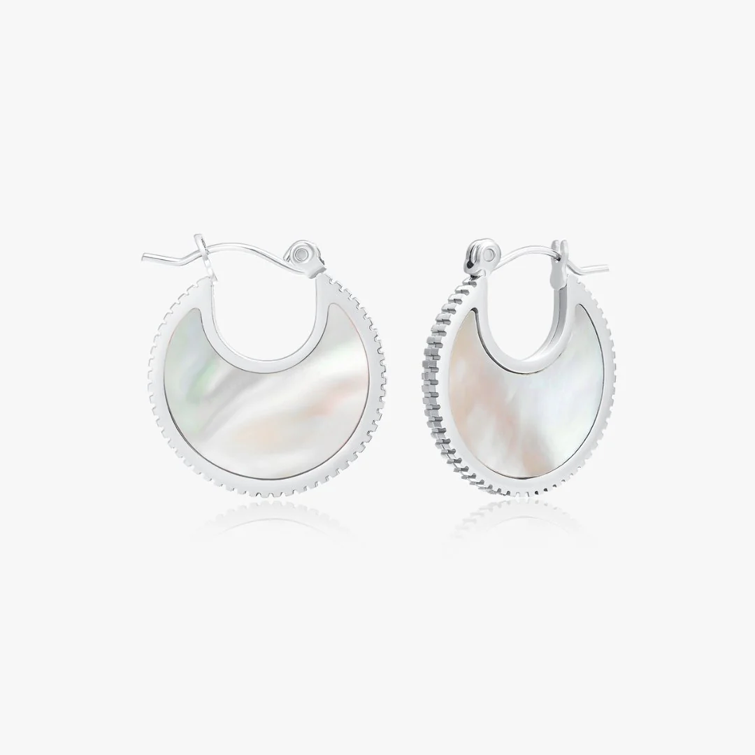 Mother of Pearl Hoop Earrings - Image 10