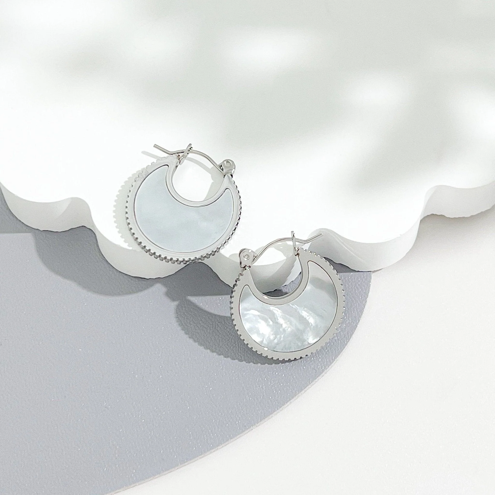 Mother of Pearl Hoop Earrings - Image 8