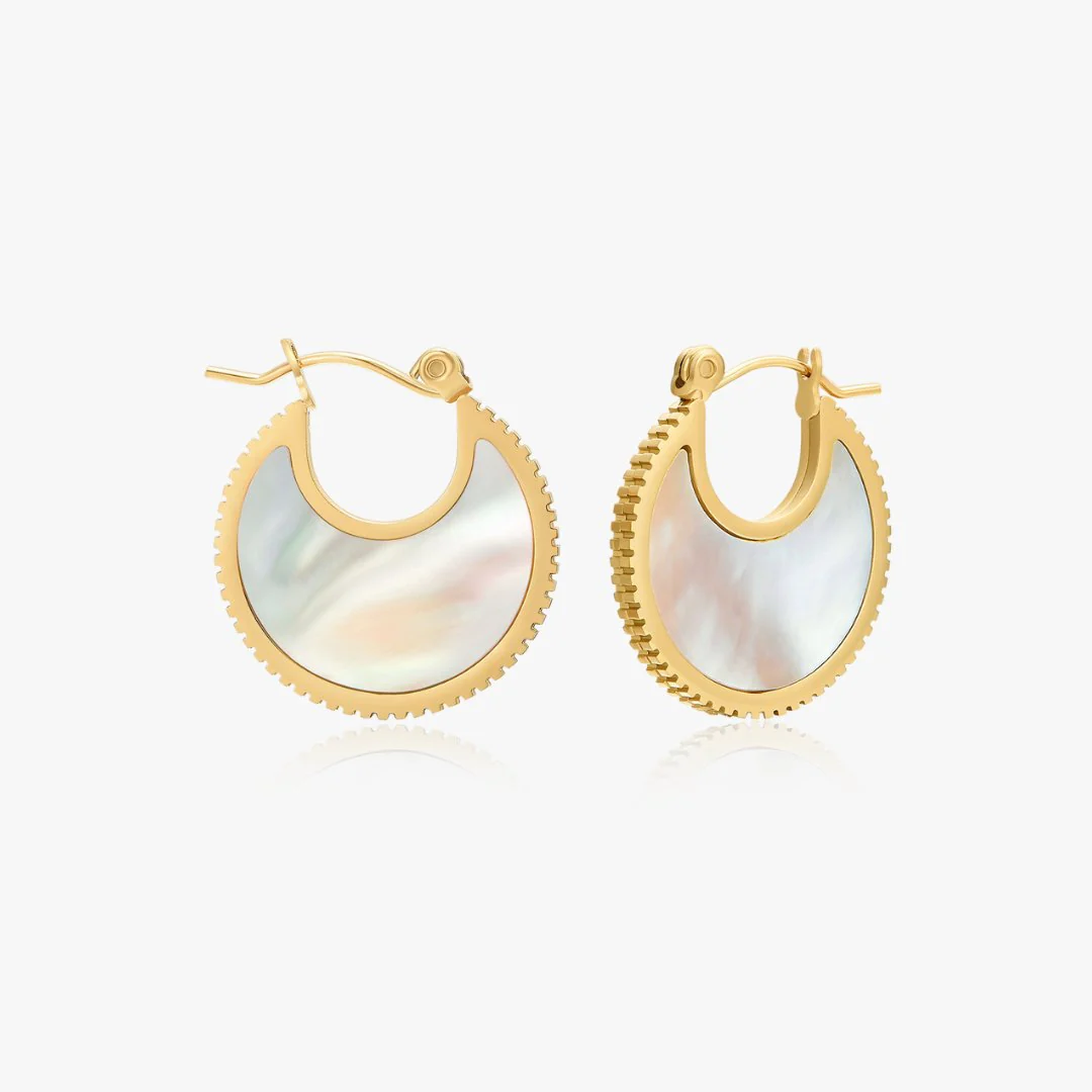 Mother of Pearl Hoop Earrings - Image 9