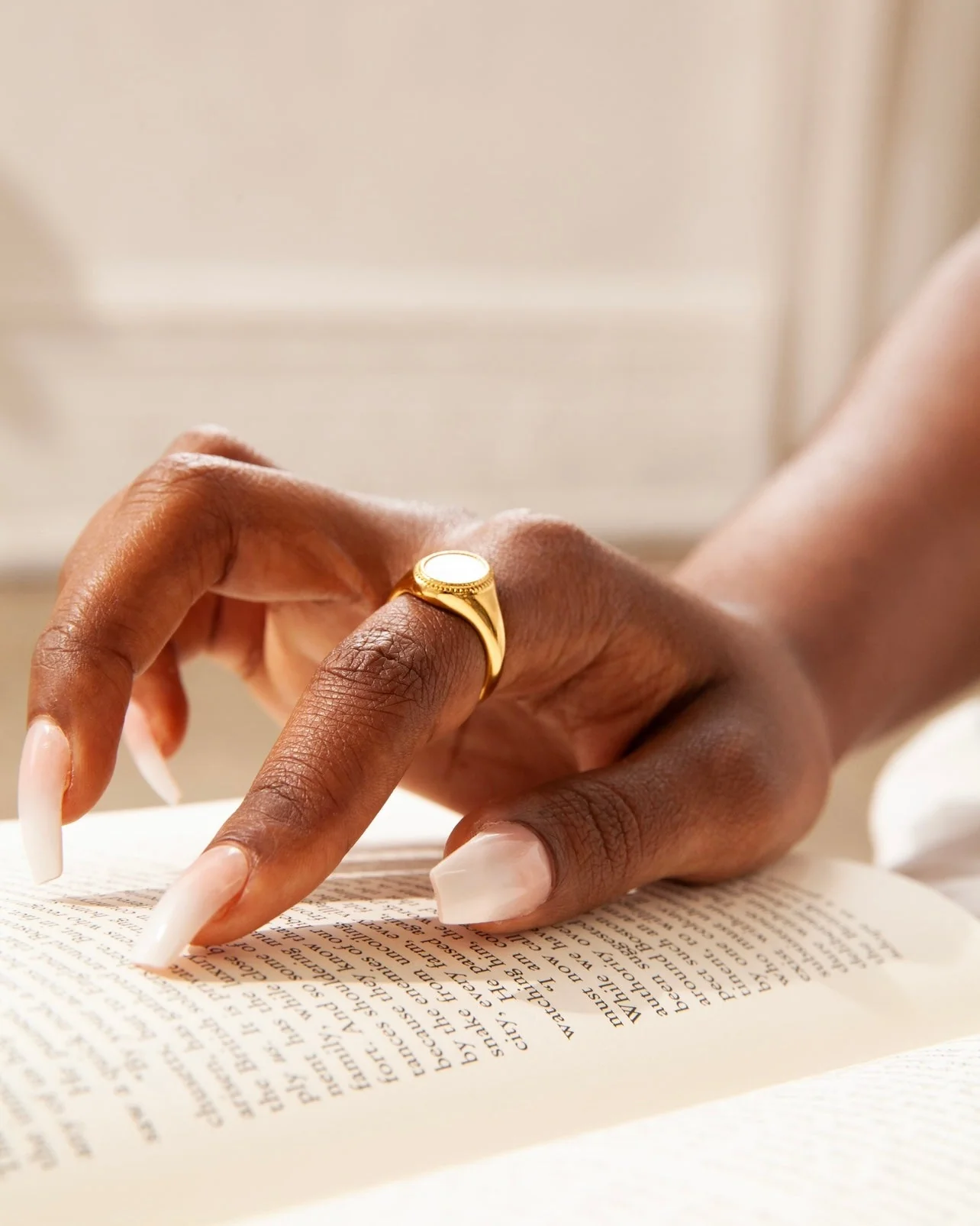 Mother of Pearl Signet Ring (Unisex) - Image 4
