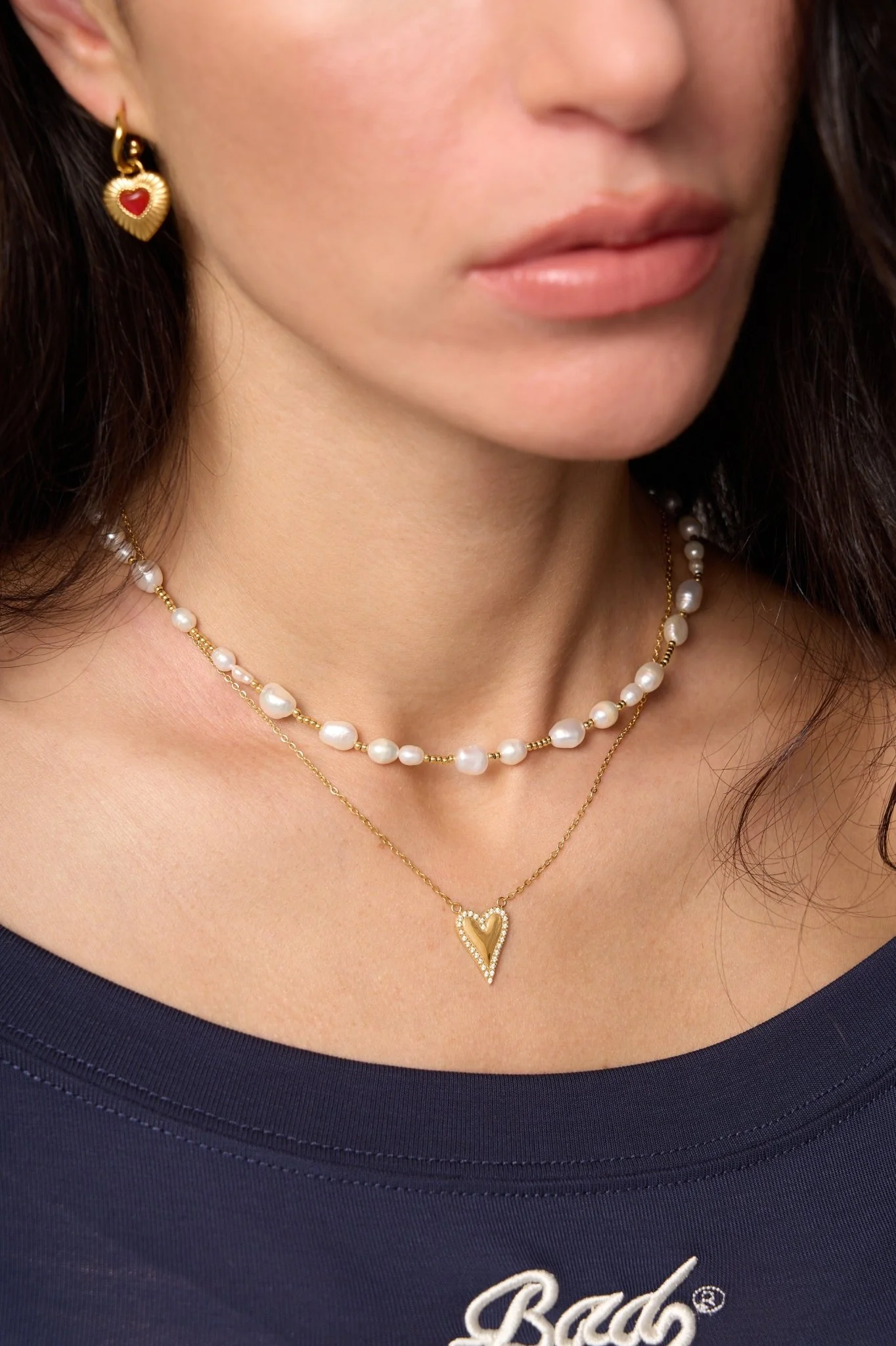 Pave Long Heart Necklace - Image 6
