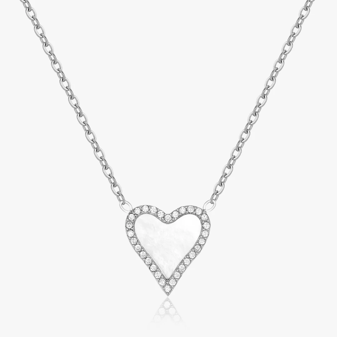 Pave Mother of Pearl Heart Necklace - Image 6