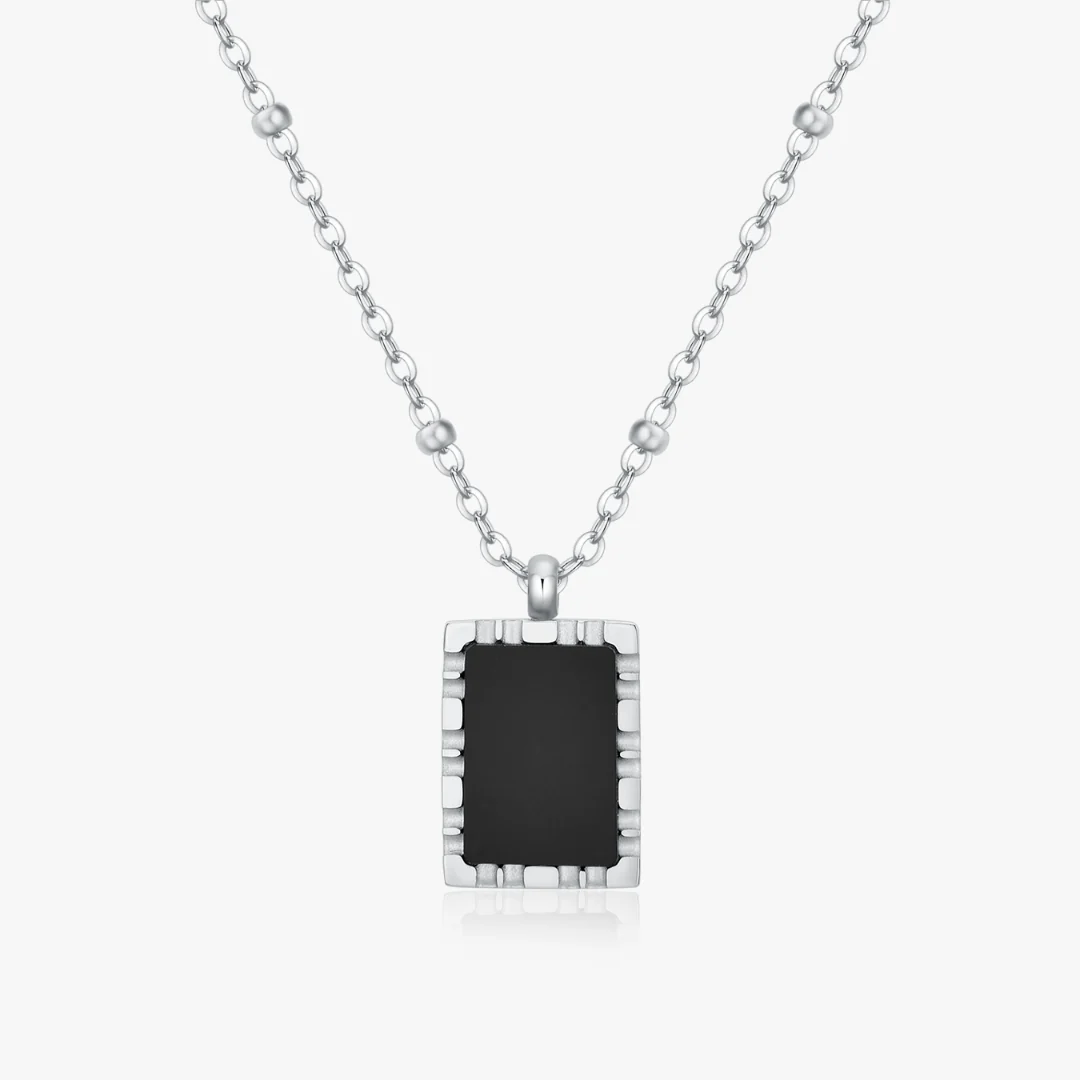 Rectangle Black Agate Pendant Necklace - Image 7