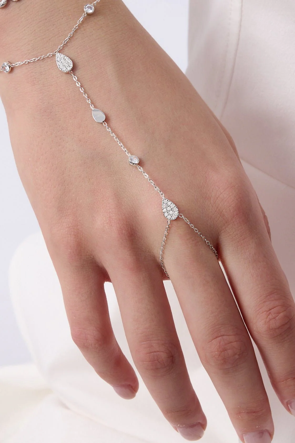 Tear Drop CZ Hand Chain - Image 3