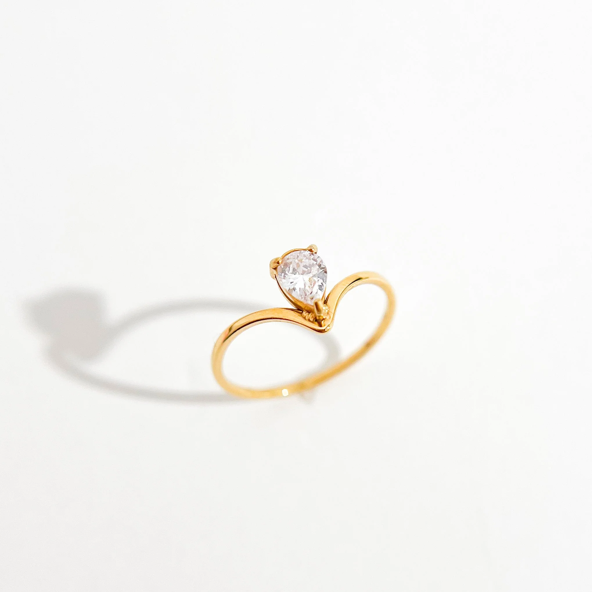 Tear Drop Gem Ring in Gold - Image 5
