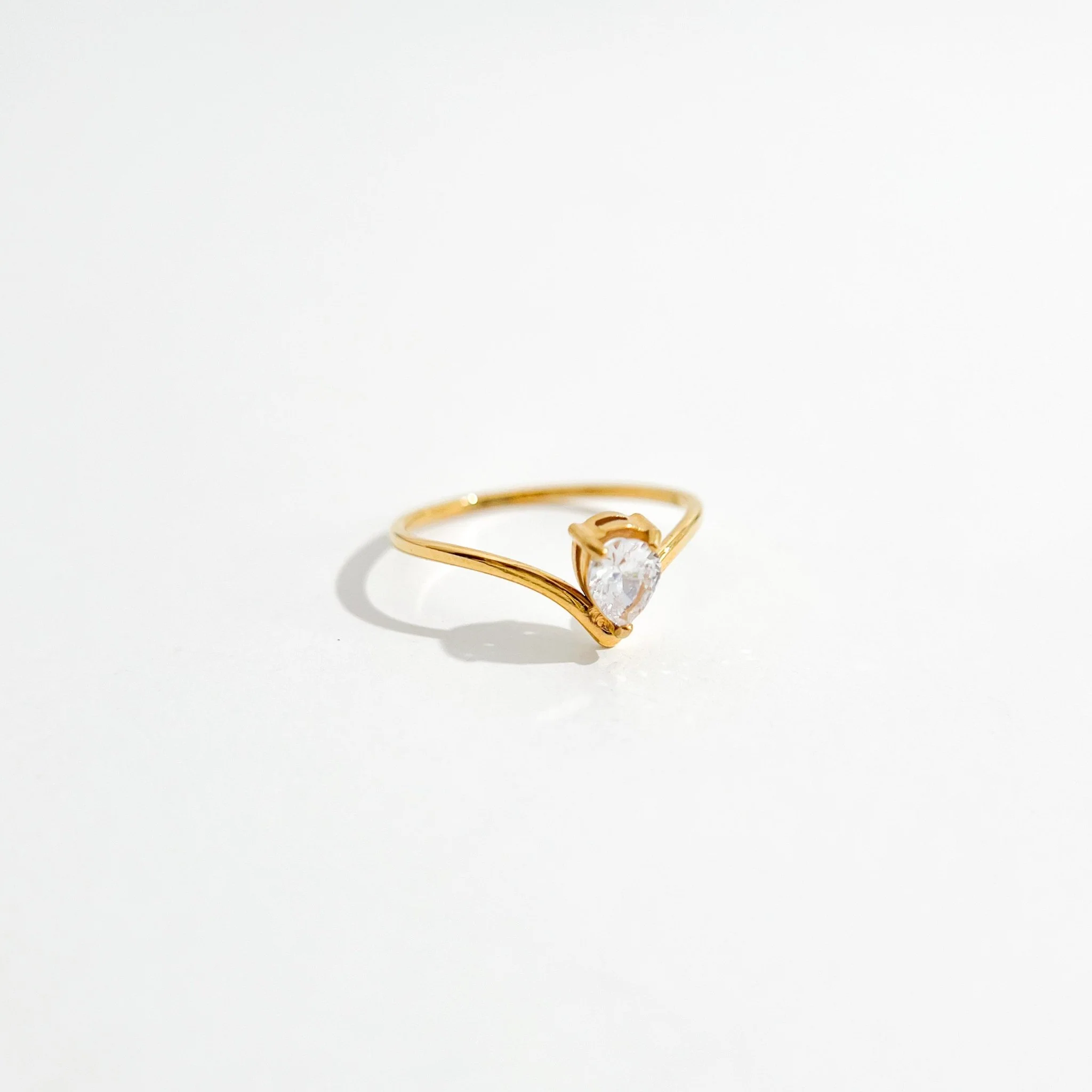Tear Drop Gem Ring in Gold - Image 6