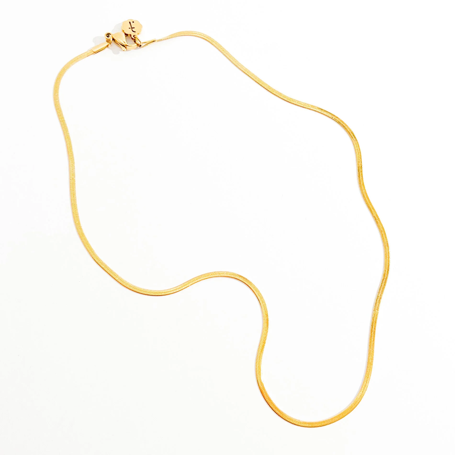 Thin Herringbone Necklace in Gold - Image 3