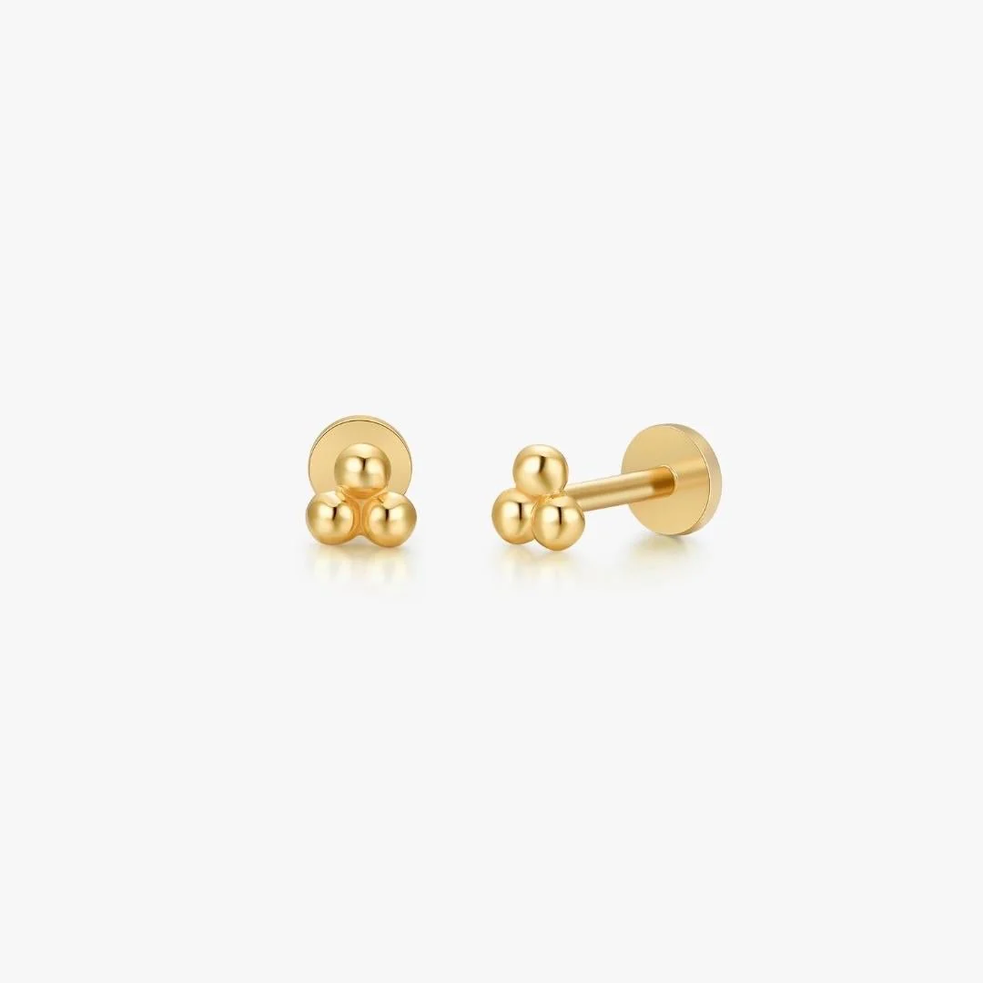 Triangle Bead Sterling Silver Threadless Flat Back Stud - Image 10
