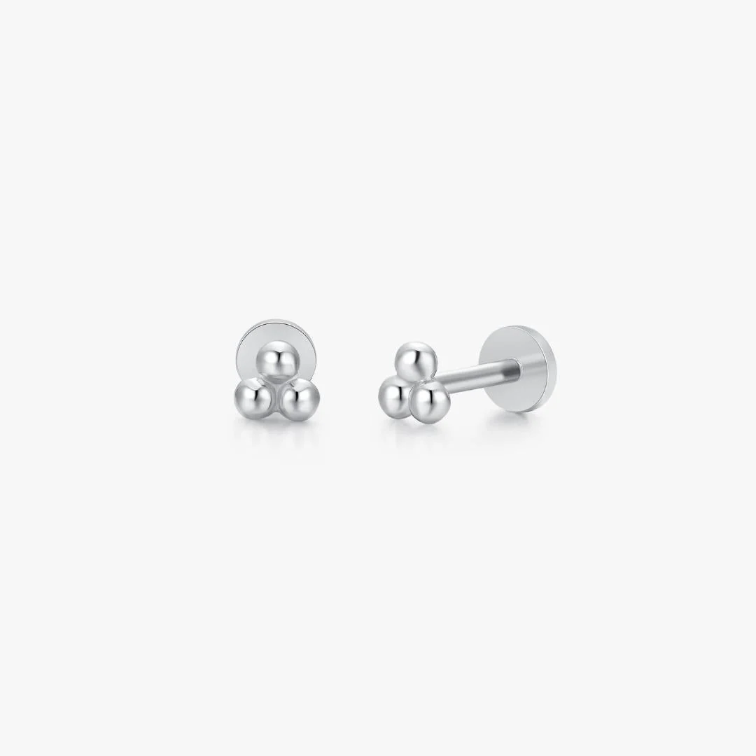 Triangle Bead Sterling Silver Threadless Flat Back Stud - Image 11