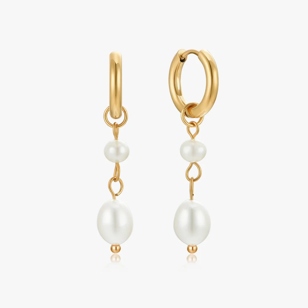 Two Layer Pearl Earrings - Image 5
