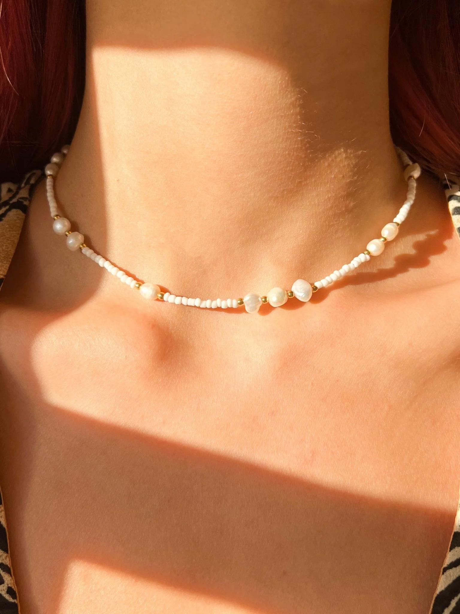 White Beads + Pearls Necklace - Image 3